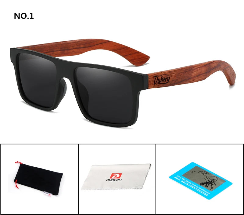 DUBERY Natural Wooden Sunglasses Men Polarized Fashion Sun Glasses Original Wood Oculos De Sol Masculino UV400 833 C1 D833
