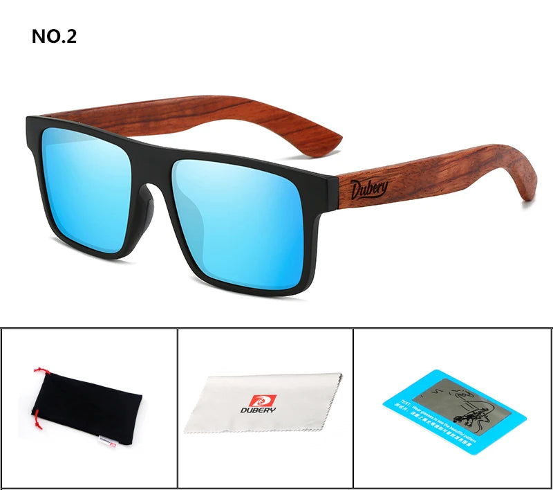 DUBERY Natural Wooden Sunglasses Men Polarized Fashion Sun Glasses Original Wood Oculos De Sol Masculino UV400 833 C2 D833