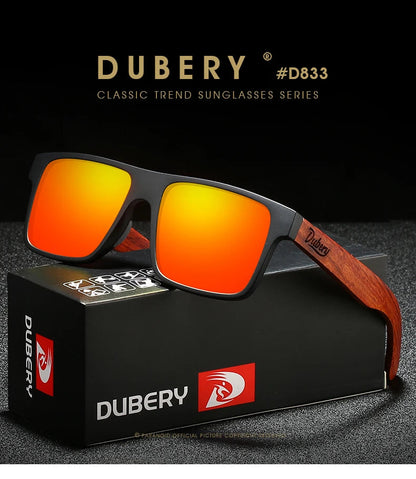 DUBERY Natural Wooden Sunglasses Men Polarized Fashion Sun Glasses Original Wood Oculos De Sol Masculino UV400 833