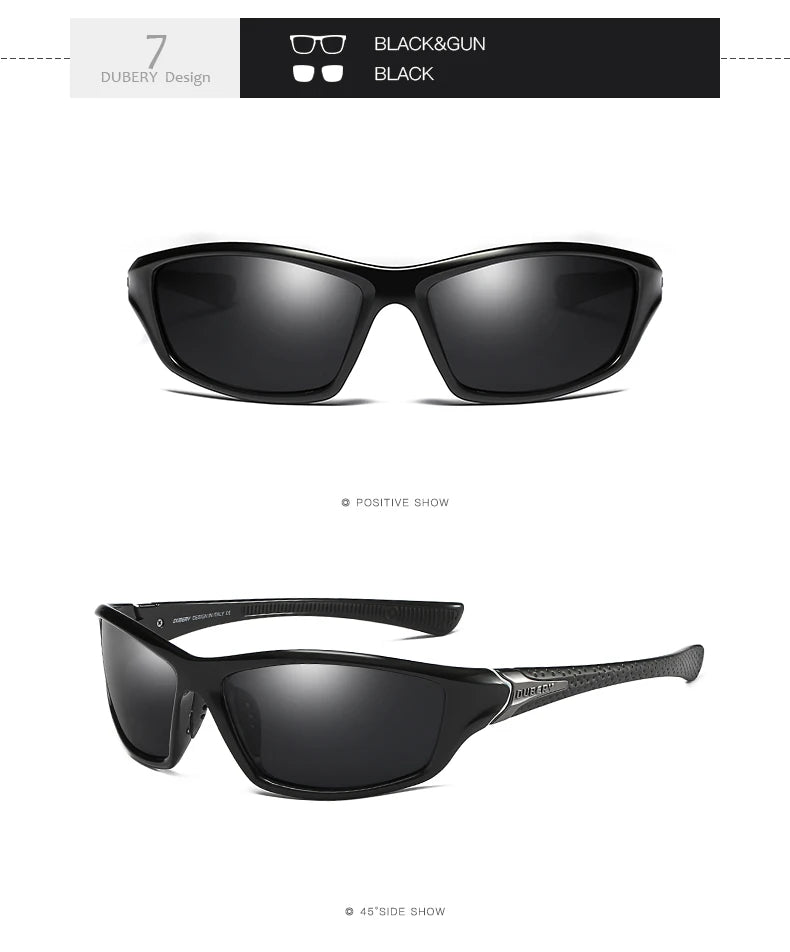 DUBERY Polarized Night Vision Sunglasses Men's Driving Sun Glasses For Men Square Sport Brand Luxury Mirror Shades Oculos 120