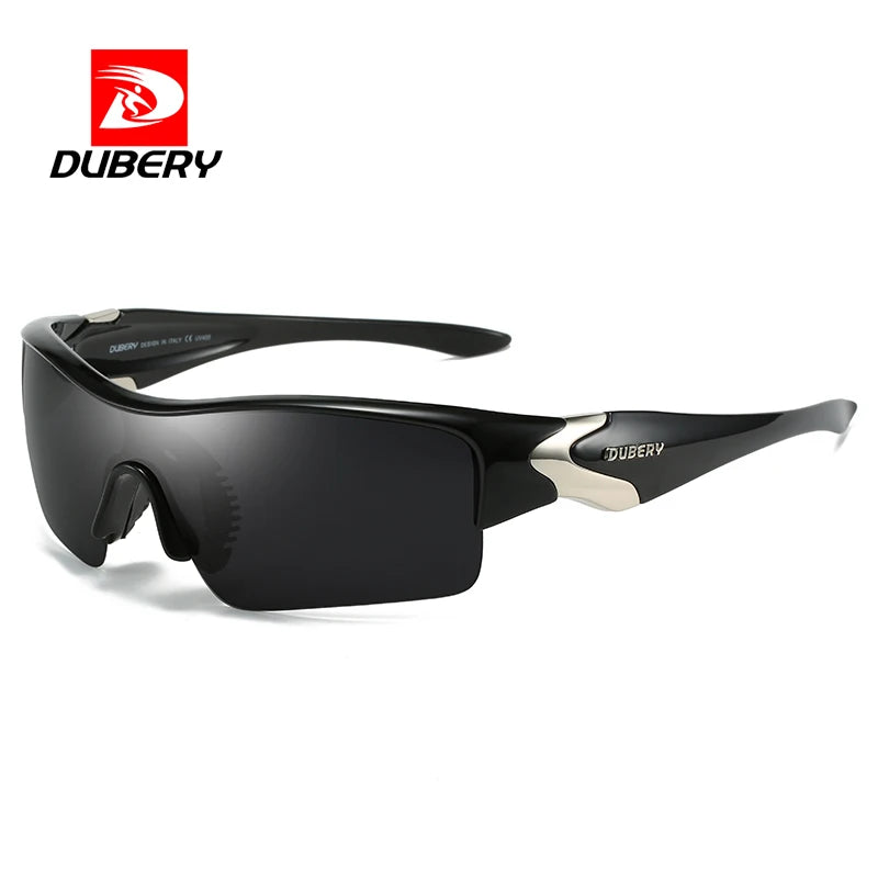 DUBERY Polarized One Piece Lens Men Glasses Polarized Black Driver Sunglasses UV400 Shades Retro Fashion Sun Glass For Men Model