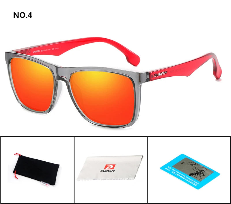 DUBERY Square Men's Summer UV Polarized Sunglasses Brand Designer Driving Driver Mirror Sunglass Male Shades For Men Oculos D150 C4 D150