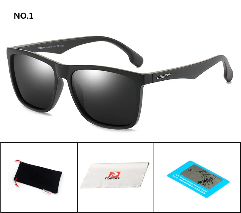 DUBERY Square Men's Summer UV Polarized Sunglasses Brand Designer Driving Driver Mirror Sunglass Male Shades For Men Oculos D150 C1 D150