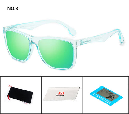 DUBERY Square Men's Summer UV Polarized Sunglasses Brand Designer Driving Driver Mirror Sunglass Male Shades For Men Oculos D150 C8 D150