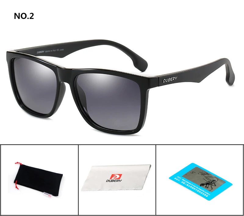 DUBERY Square Men's Summer UV Polarized Sunglasses Brand Designer Driving Driver Mirror Sunglass Male Shades For Men Oculos D150 C2 D150