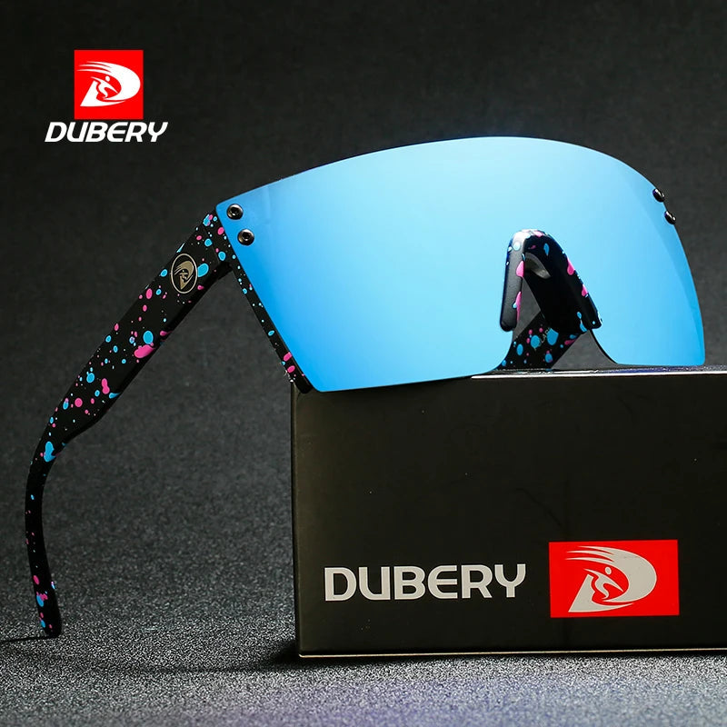 DUBERY Trendy Premium Cool Rimless One-piece Goggles Oversize Flat Top Polarized Sunglasses For Men Women Outdoor Sports Party