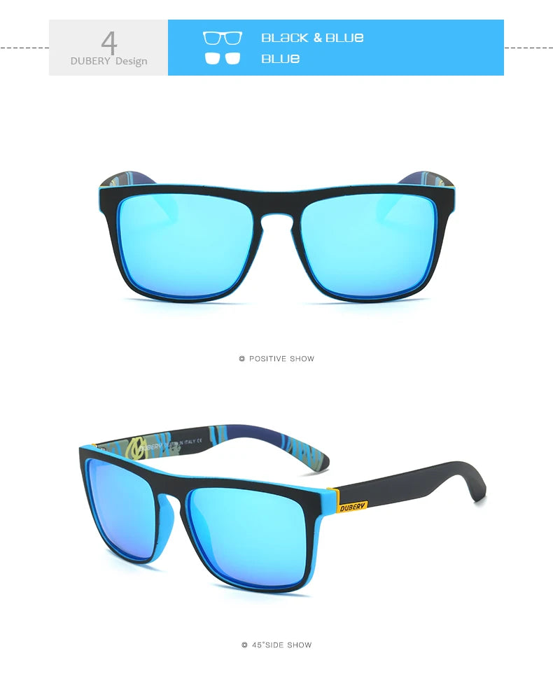 DUBERY Vintage Sunglasses Polarized Men's Sun Glasses For Men Driving Black Square Oculos Male 10 Colors Model UV400 731