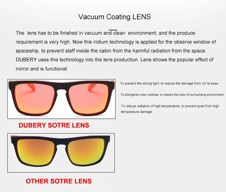 DUBERY Vintage Sunglasses Polarized Men's Sun Glasses For Men Driving Black Square Oculos Male 11 Colors Model UV400 710