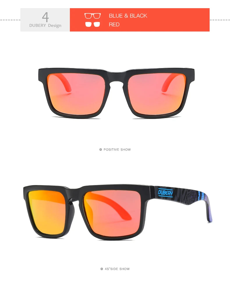 DUBERY Vintage Sunglasses Polarized Men's Sun Glasses For Men Driving Black Square Oculos Male 11 Colors Model UV400 710