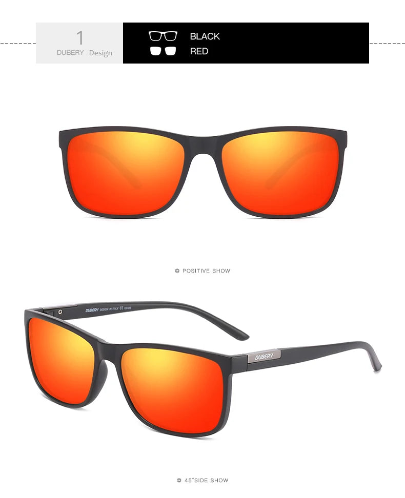 DUBERY Vintage Sunglasses Polarized Men's Sun Glasses For Men Driving Black Square Oculos Male 6 Colors Model D529