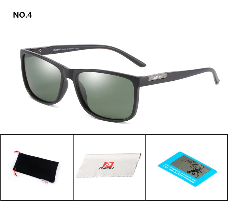 DUBERY Vintage Sunglasses Polarized Men's Sun Glasses For Men Driving Black Square Oculos Male 6 Colors Model D529 C4 D529