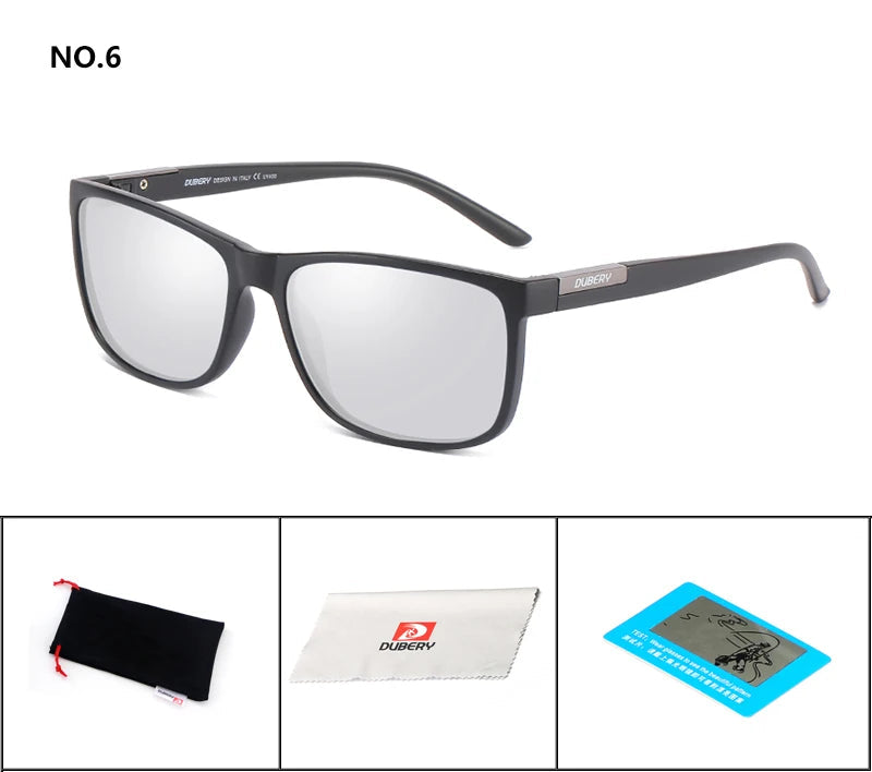 DUBERY Vintage Sunglasses Polarized Men's Sun Glasses For Men Driving Black Square Oculos Male 6 Colors Model D529 C6 D529
