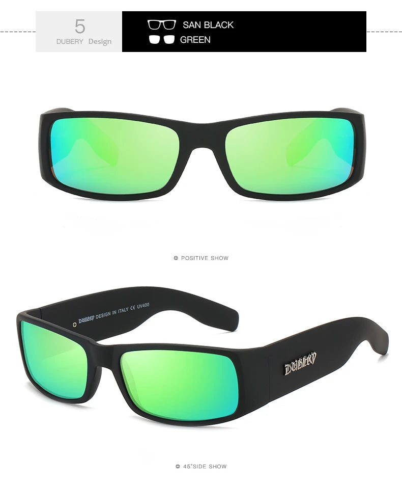DUBERY Vintage Sunglasses Polarized Men's Sun Glasses For Men Driving Black Square Oculos Male 8 Colors Model 165
