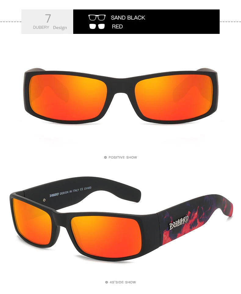 DUBERY Vintage Sunglasses Polarized Men's Sun Glasses For Men Driving Black Square Oculos Male 8 Colors Model 165