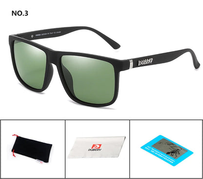DUBERY Vintage Sunglasses Polarized Men's Sun Glasses For Men Driving Black Square Oculos Male 8 Colors Model 230 C3 D230