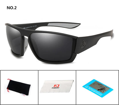 DUBERY Vintage Sunglasses Polarized Men's Sun Glasses For Men Driving Black Square Oculos Male 8 Colors Model 370 D370 C2 D370