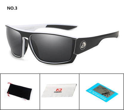 DUBERY Vintage Sunglasses Polarized Men's Sun Glasses For Men Driving Black Square Oculos Male 8 Colors Model 370 D370 C3 D370