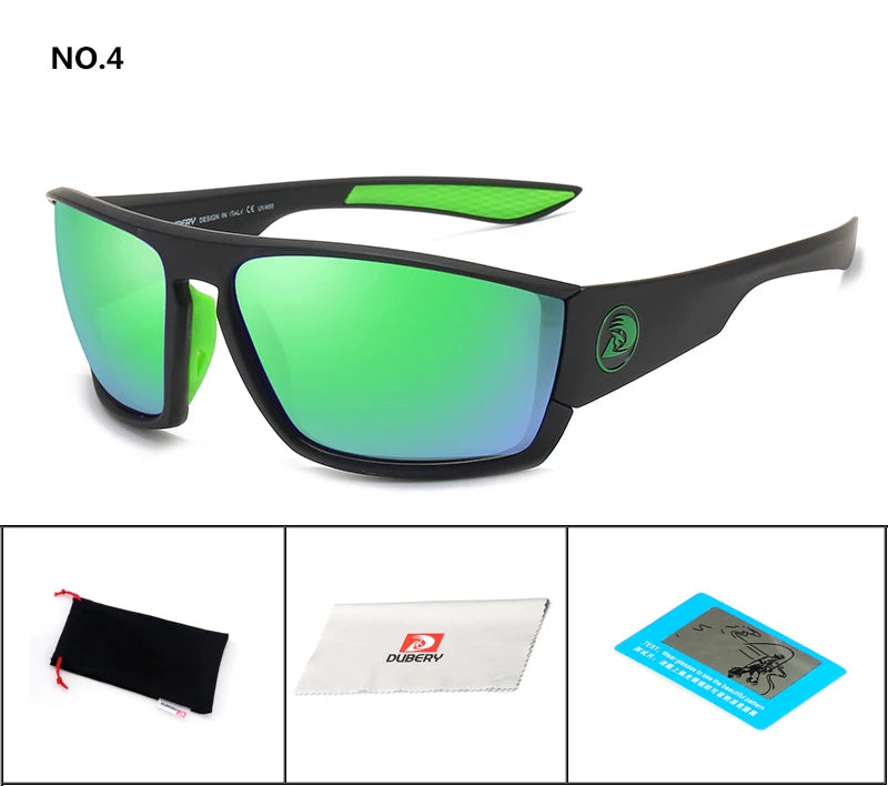 DUBERY Vintage Sunglasses Polarized Men's Sun Glasses For Men Driving Black Square Oculos Male 8 Colors Model 370 D370 C4 D370