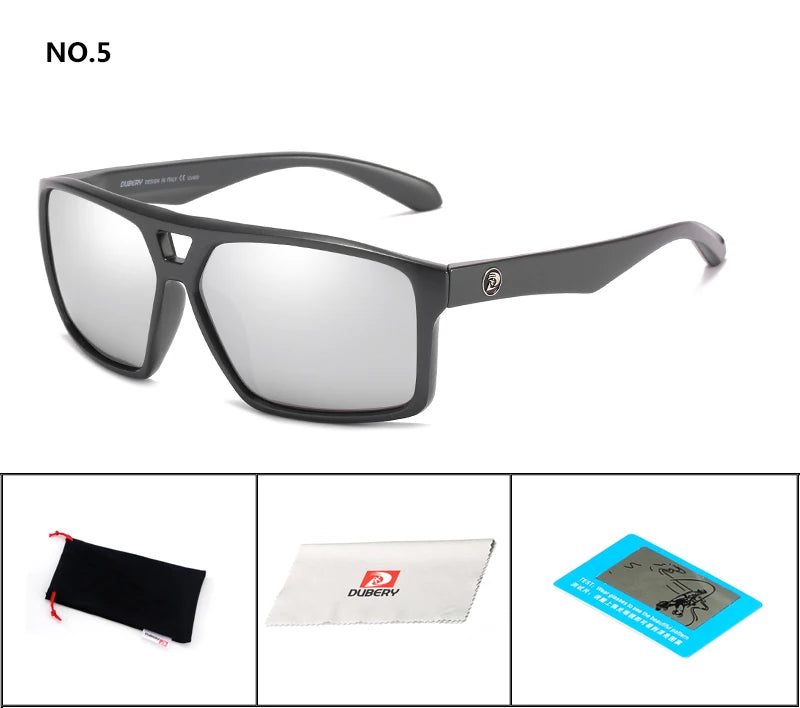 DUBERY Vintage Sunglasses Polarized Men's Sun Glasses For Men Driving Black Square Oculos Male 8 Colors Model D009 C5 D009