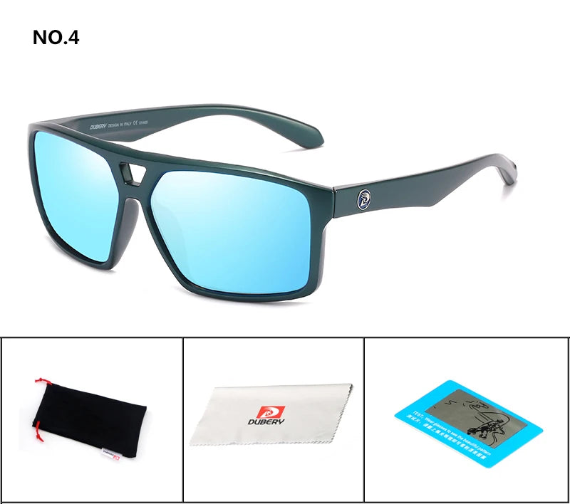 DUBERY Vintage Sunglasses Polarized Men's Sun Glasses For Men Driving Black Square Oculos Male 8 Colors Model D009 C4 D009