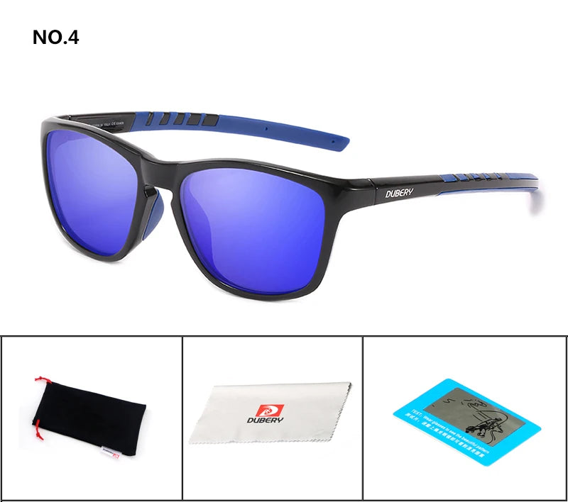 DUBERY Vintage Sunglasses Polarized Men's Sun Glasses For Men Driving Black Square Oculos Male 9 Colors Model 202 C4 D202