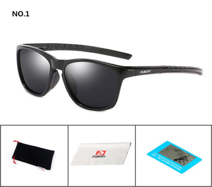 DUBERY Vintage Sunglasses Polarized Men's Sun Glasses For Men Driving Black Square Oculos Male 9 Colors Model 202 C1 D202