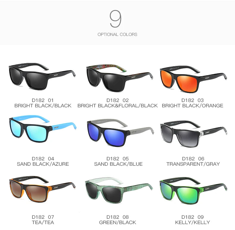 DUBERY Vintage Sunglasses Polarized Men's Sun Glasses For Men Driving Black Square Oculos Male 9 Colors Model UV400 D182