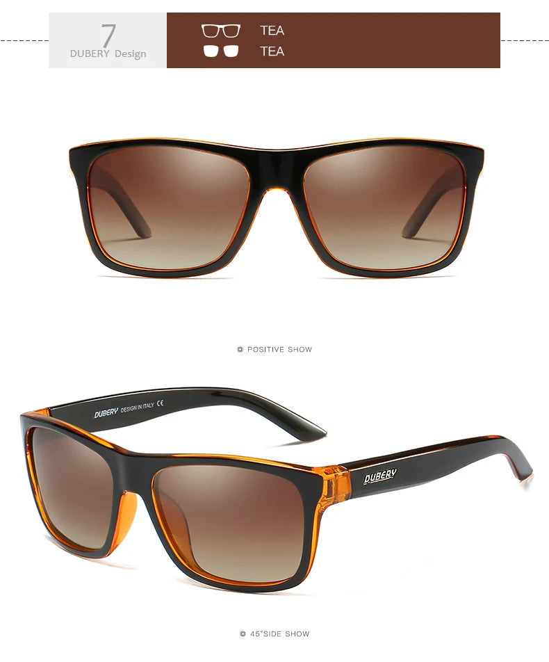 DUBERY Vintage Sunglasses Polarized Men's Sun Glasses For Men Driving Black Square Oculos Male 9 Colors Model UV400 D182