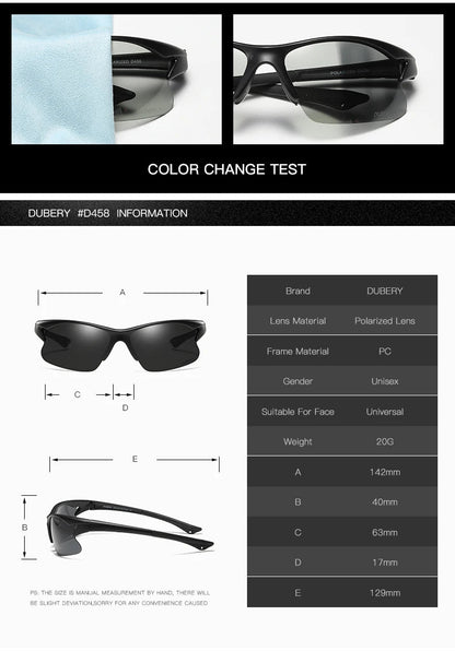 DUBERY Vintage Sunglasses Polarized Men's Sun Glasses For Men Photochromic Driving Black Goggles Oculos Male 8 Colors Model 458