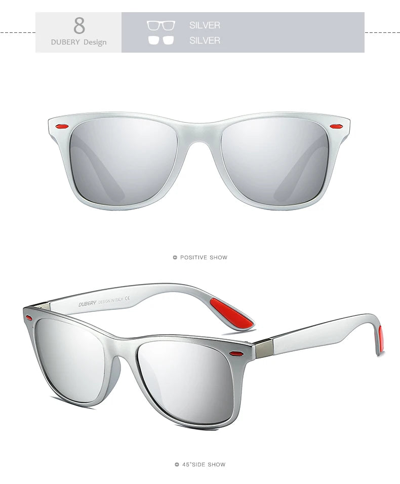 DUBERY Vintage Sunglasses Polarized Men's Sun Glasses For Men Square Shades Driving Black Oculos Male 8 Colors Model 4195