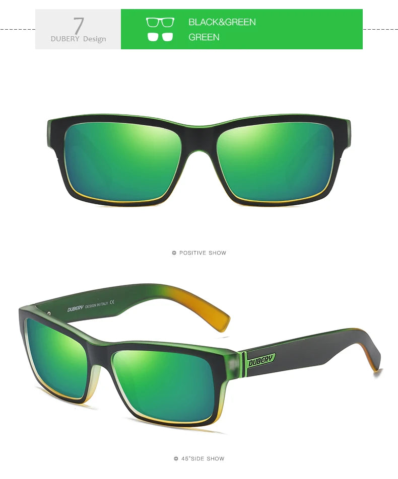 DUBERY Fashion Polarized Sunglasses Men Driving Shades Male Retro Sun Glasses For Men Summer Mirror Square Oculos UV400 D805