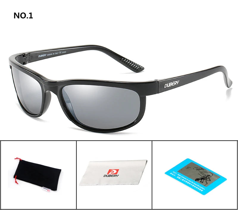 DUBERY Vintage Sunglasses Polarized Men's Sun Glasses For Men UV400 Shades Driving Black Square Oculos Male 10 Colors Model 2027 C1 D2027