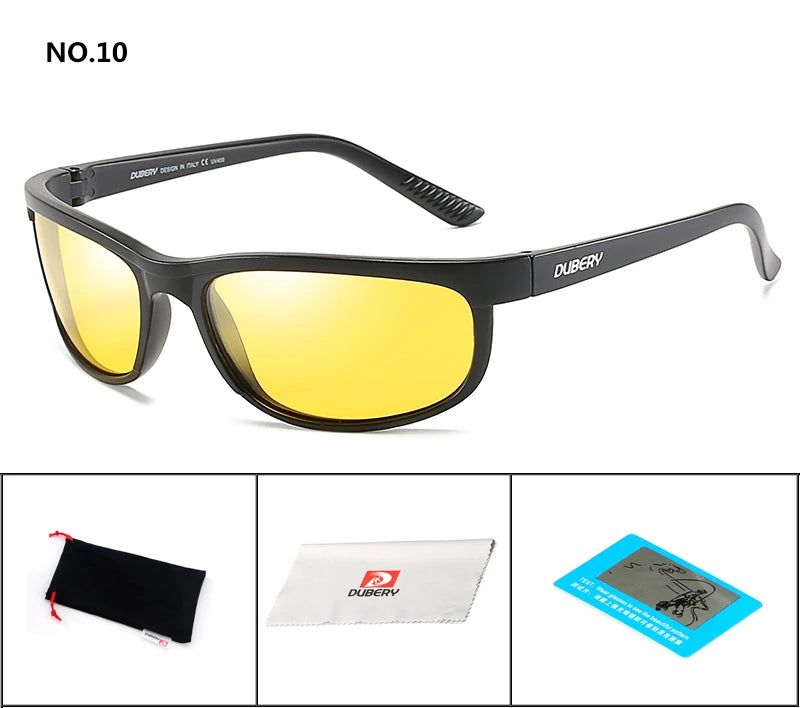 DUBERY Vintage Sunglasses Polarized Men's Sun Glasses For Men UV400 Shades Driving Black Square Oculos Male 10 Colors Model 2027 C10 D2027