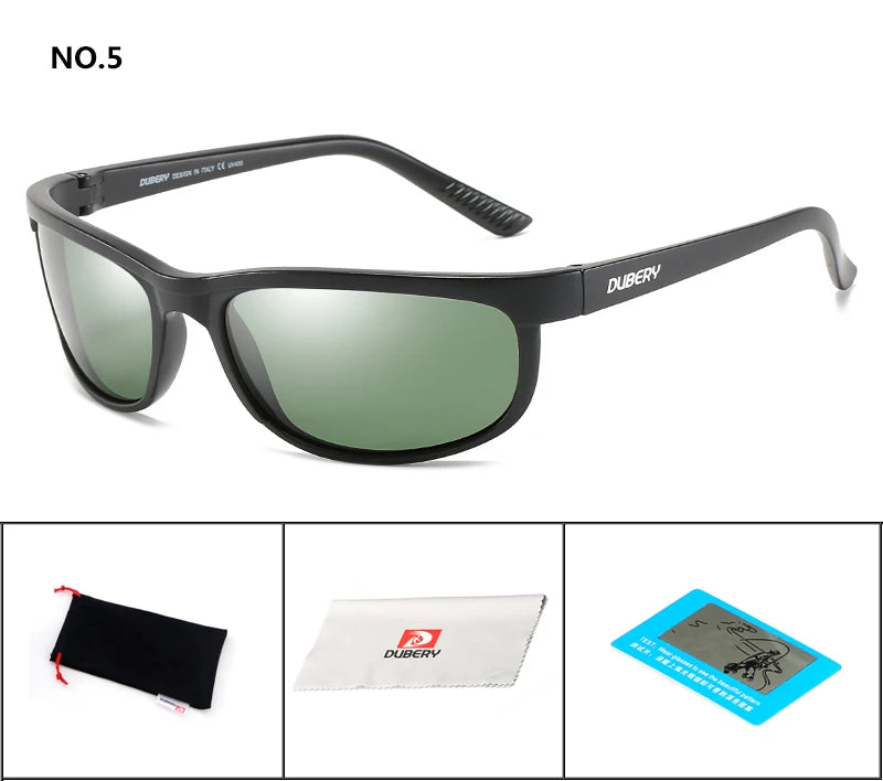 DUBERY Vintage Sunglasses Polarized Men's Sun Glasses For Men UV400 Shades Driving Black Square Oculos Male 10 Colors Model 2027 C5 D2027