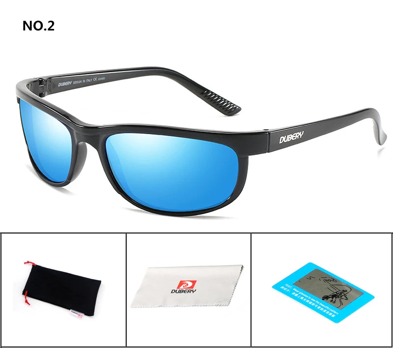 DUBERY Vintage Sunglasses Polarized Men's Sun Glasses For Men UV400 Shades Driving Black Square Oculos Male 10 Colors Model 2027 C2 D2027
