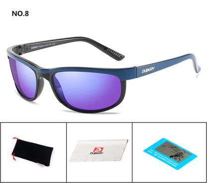 DUBERY Vintage Sunglasses Polarized Men's Sun Glasses For Men UV400 Shades Driving Black Square Oculos Male 10 Colors Model 2027 C8 D2027