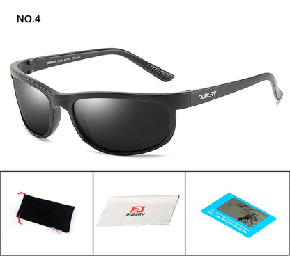 DUBERY Vintage Sunglasses Polarized Men's Sun Glasses For Men UV400 Shades Driving Black Square Oculos Male 10 Colors Model 2027 C4 D2027