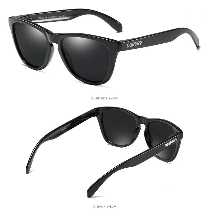 DUBERY Vintage Sunglasses Polarized Men's Sun Glasses For Men UV400 Shades Driving Black Square Oculos Male 8 Colors Model 181 C1 Polarized D181