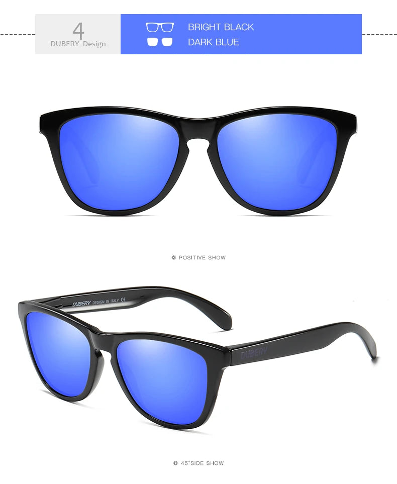 DUBERY Vintage Sunglasses Polarized Men's Sun Glasses For Men UV400 Shades Driving Black Square Oculos Male 8 Colors Model 181 C4 Polarized D181