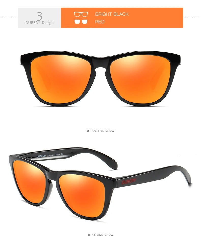 DUBERY Vintage Sunglasses Polarized Men's Sun Glasses For Men UV400 Shades Driving Black Square Oculos Male 8 Colors Model 181 C3 Polarized D181