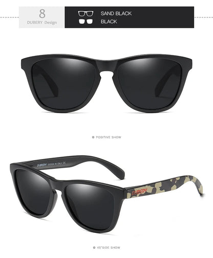 DUBERY Vintage Sunglasses Polarized Men's Sun Glasses For Men UV400 Shades Driving Black Square Oculos Male 8 Colors Model 181 C8 Polarized D181