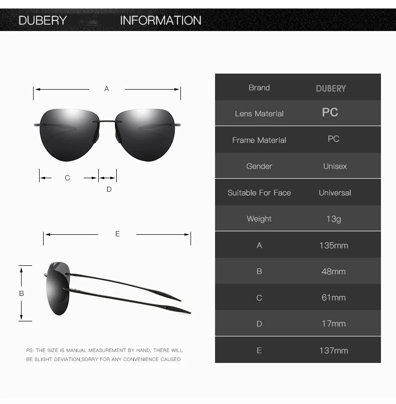 DUBERY Vintage Sunglasses UV400 Men's Sun Glasses For Men Driving Black Square Oculos Male 8 Colors Model D132