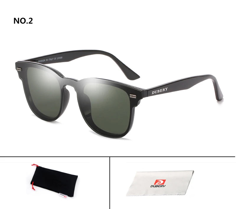 DUBERY Vintage Sunglasses uv400 Men's Sun Glasses For Men Driving Black Square Oculos Male 7 Colors Model 3002 D3002 C2 D3002
