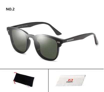 DUBERY Vintage Sunglasses uv400 Men's Sun Glasses For Men Driving Black Square Oculos Male 7 Colors Model 3002 D3002 C2 D3002