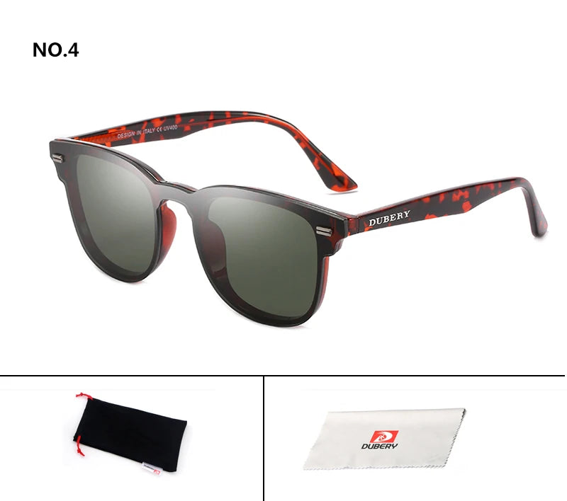DUBERY Vintage Sunglasses uv400 Men's Sun Glasses For Men Driving Black Square Oculos Male 7 Colors Model 3002 D3002 C4 D3002