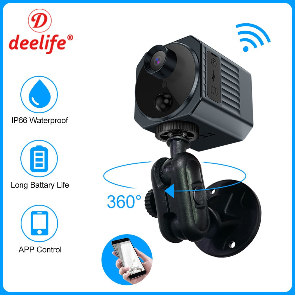 Deelife Wifi Surveillance Camera Wireless Indoor Outdoor Wi-Fi Security Cameras for Home Waterproof Mini IP Cam