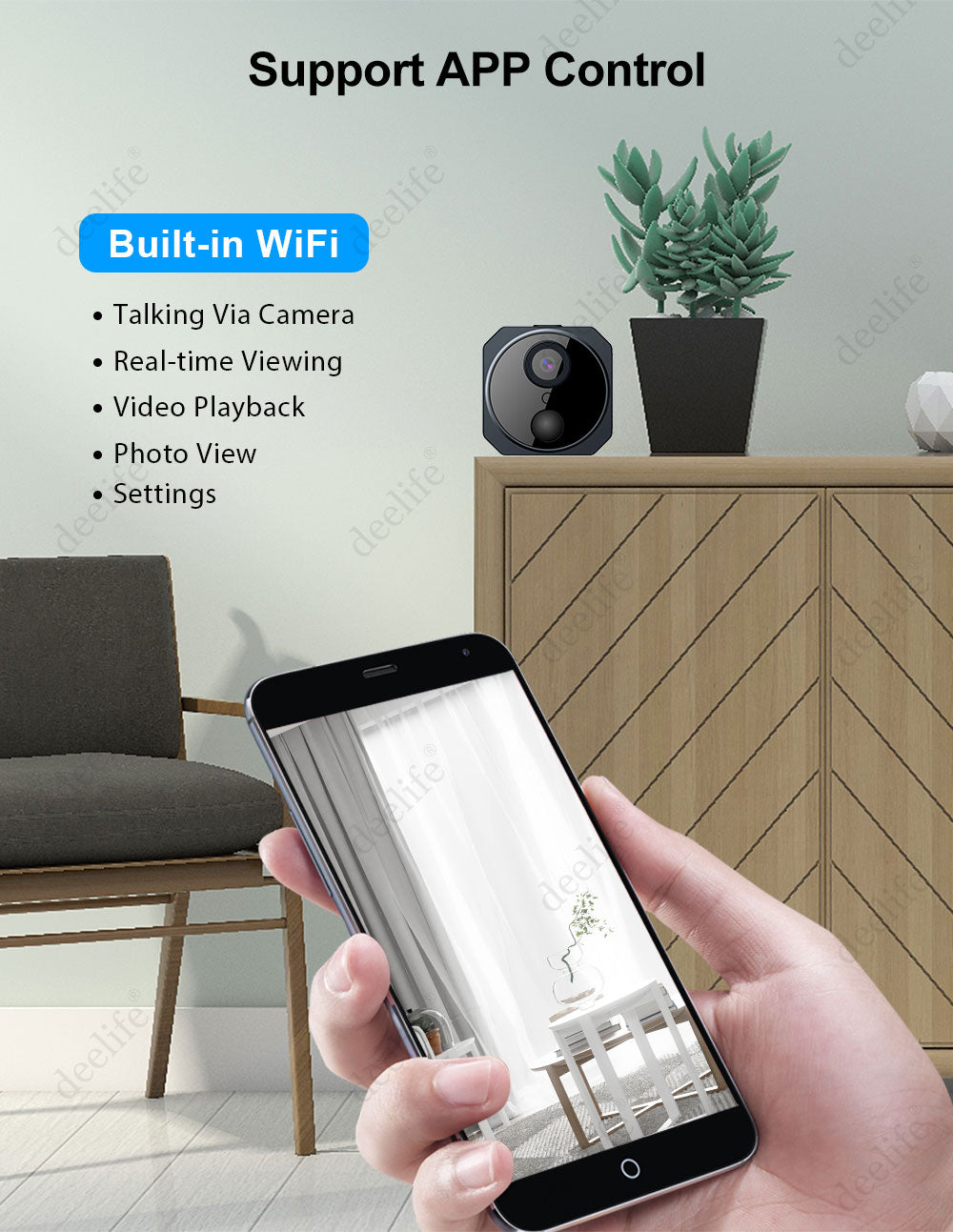 Deelife Wifi Surveillance Camera Wireless Indoor Outdoor Wi-Fi Security Cameras for Home Waterproof Mini IP Cam