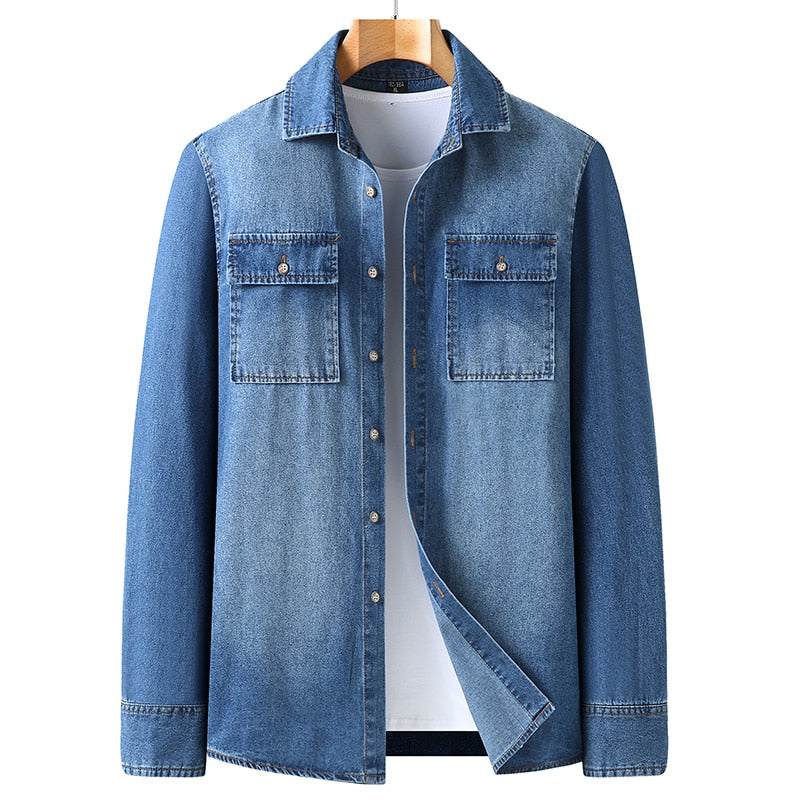 Denim Cotton Shirt For Men's Long Sleeves Spring Autumn Style Fashion Casual Clothing 2265 1