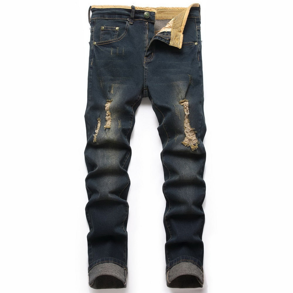 Denim Designer Hole Jeans High Quality Ripped For Men'S Autumn Spring HIP HOP Punk Streetwear 087-1