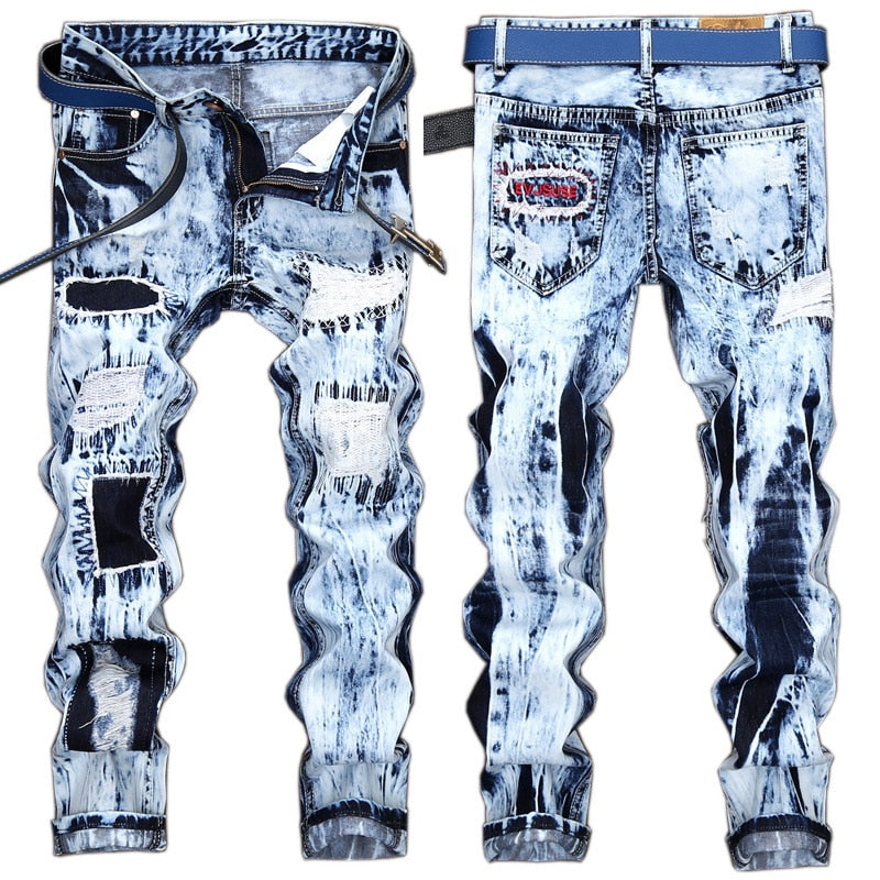 Denim Designer Hole Jeans High Quality Ripped for Men Autumn Spring HIP HOP Punk Streetwear 167 NO BELT